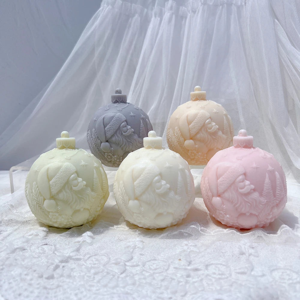 Five Designs Christmas Ball Silicone Candle Molds