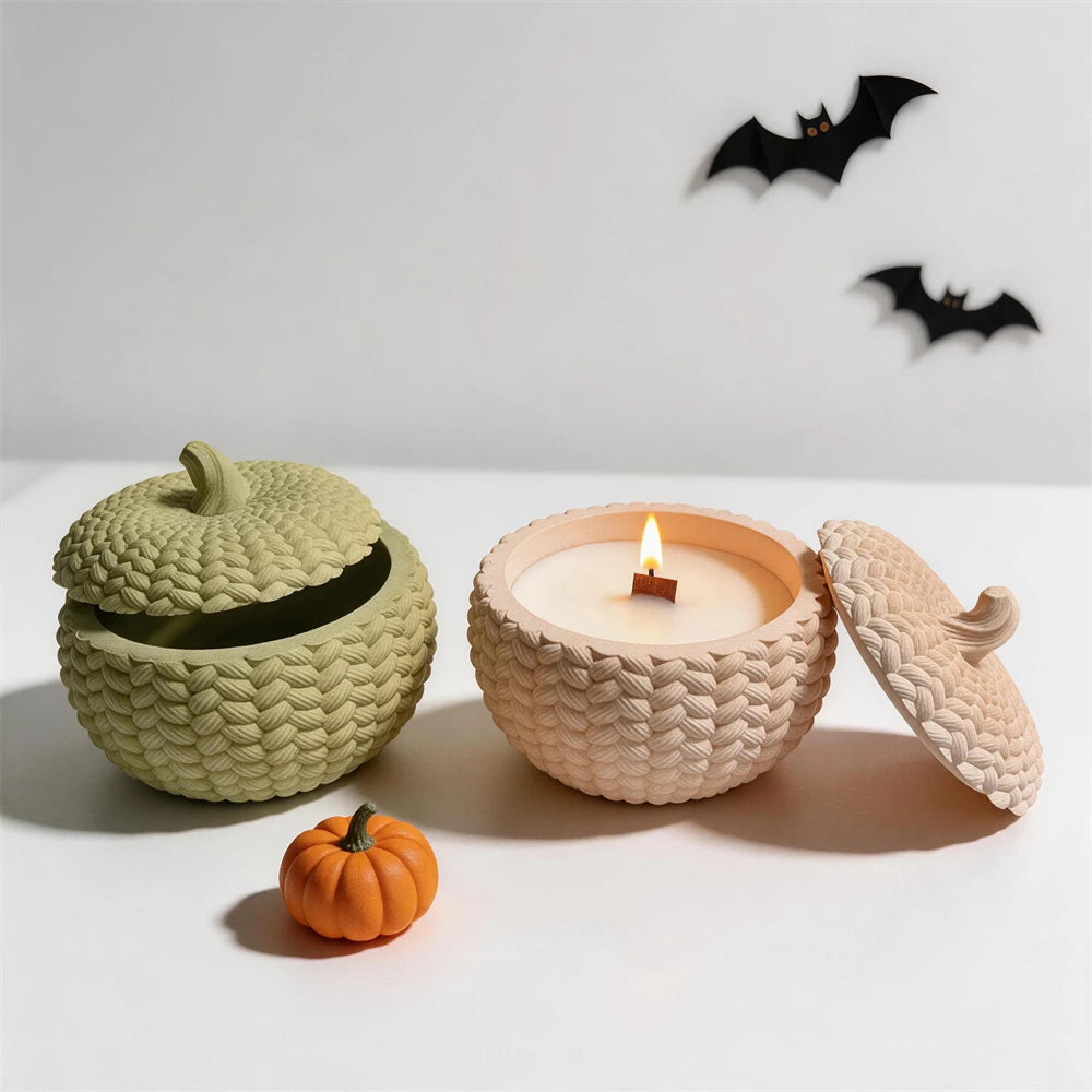 Knit Pumpkin Candle Vessel Silicone Mold