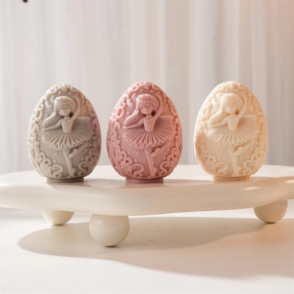 Dancing Girl Egg Candle Silicone Mold for Easter