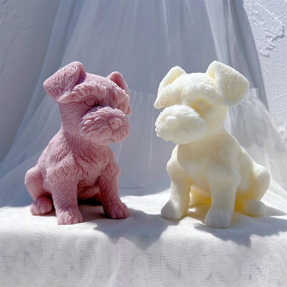 Schnauzer Puppy Figurine Silicone Candle Mold