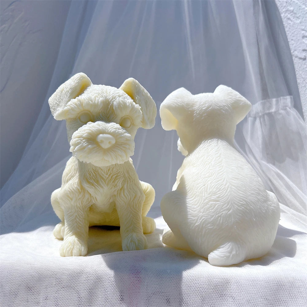Schnauzer Puppy Figurine Silicone Candle Mold