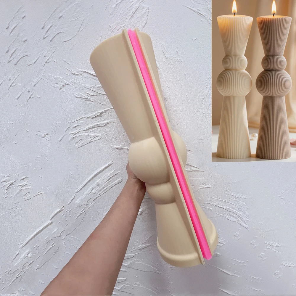 Fluted Hourglass Pillar Silicone Candle Mold