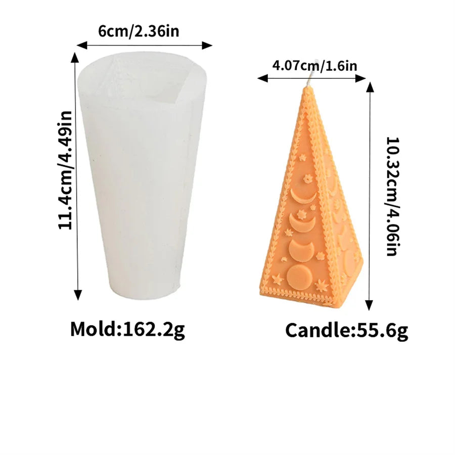 Celestial Moon & Star Patterned Column Candle Silicone Mold