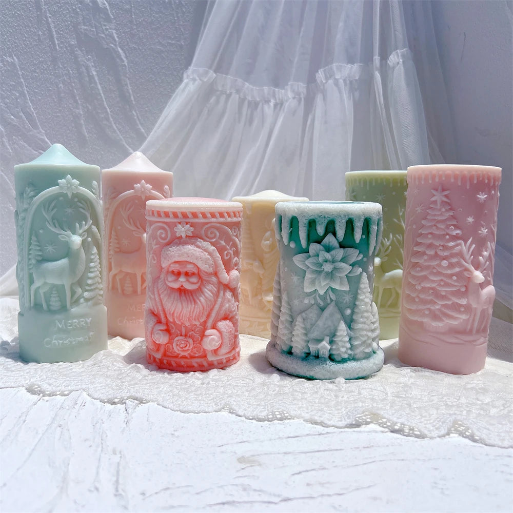 Santa Claus & Christmas Column Silicone Candle Molds