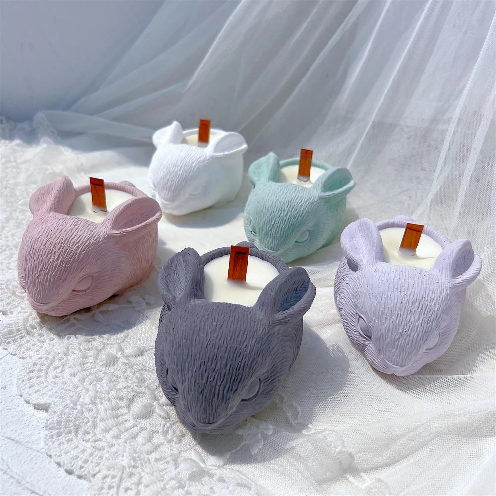 Cute Rabbit Candle Holder Silicone Mold