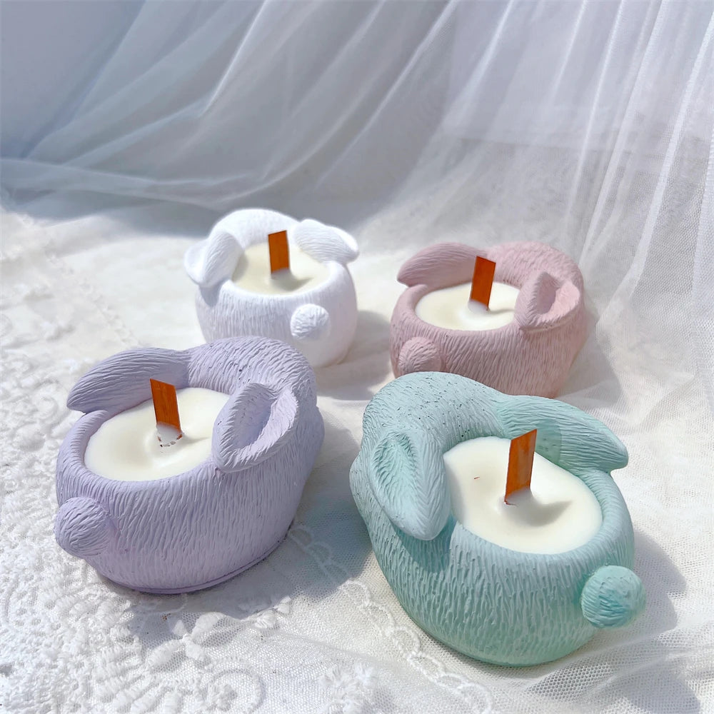Cute Rabbit Candle Holder Silicone Mold
