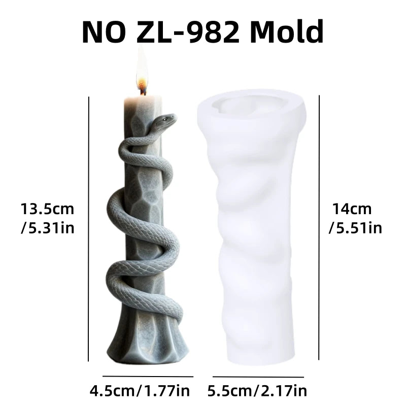 DIY Spiral Snake Relief Long Pole Candle Silicone Mold