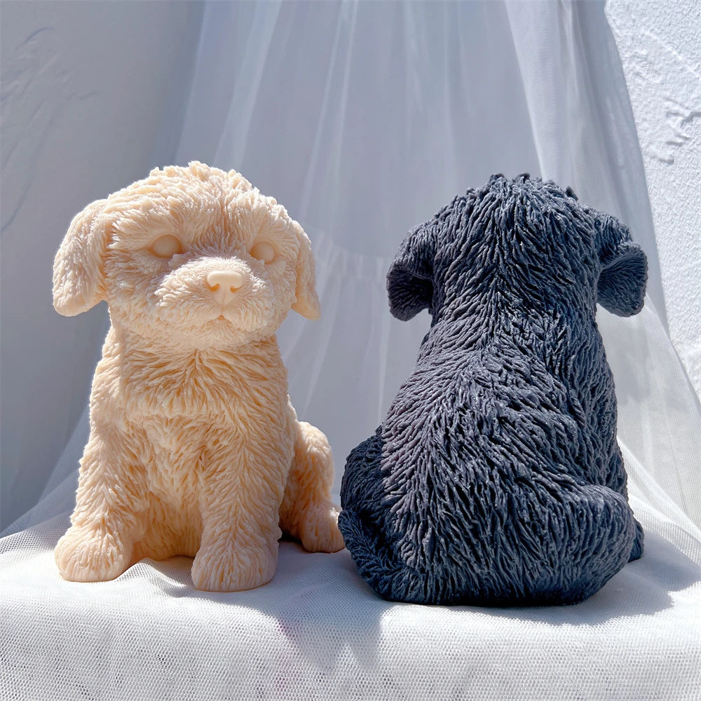 Cute Labradoodle Dog Silicone Candle Mold