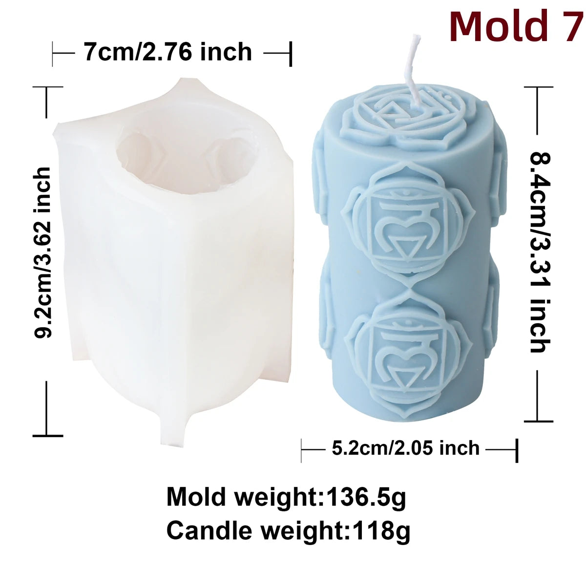 Chakras Pillar Silicone Candle Mold
