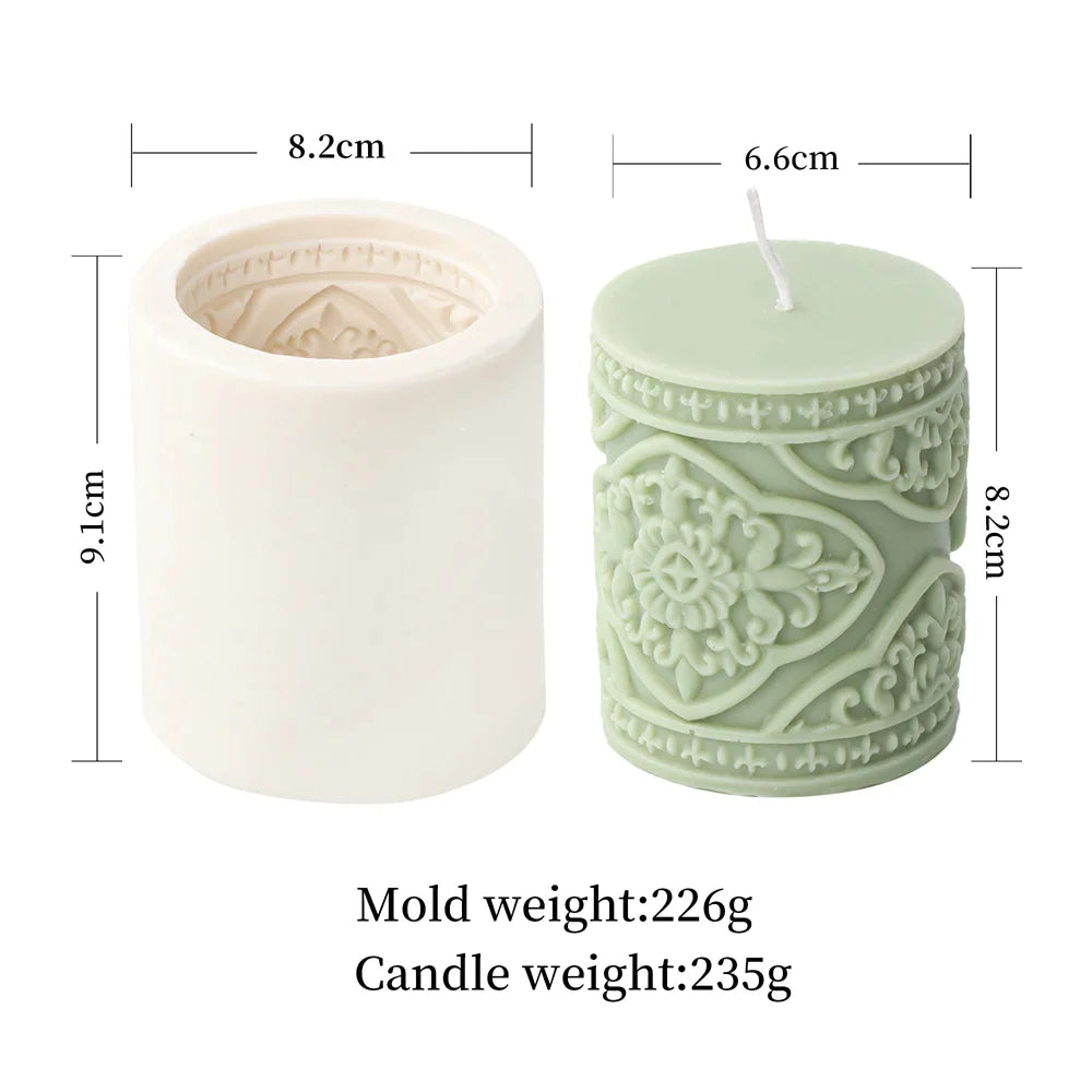 Vintage Embossed Column Cylinder Candle Molds