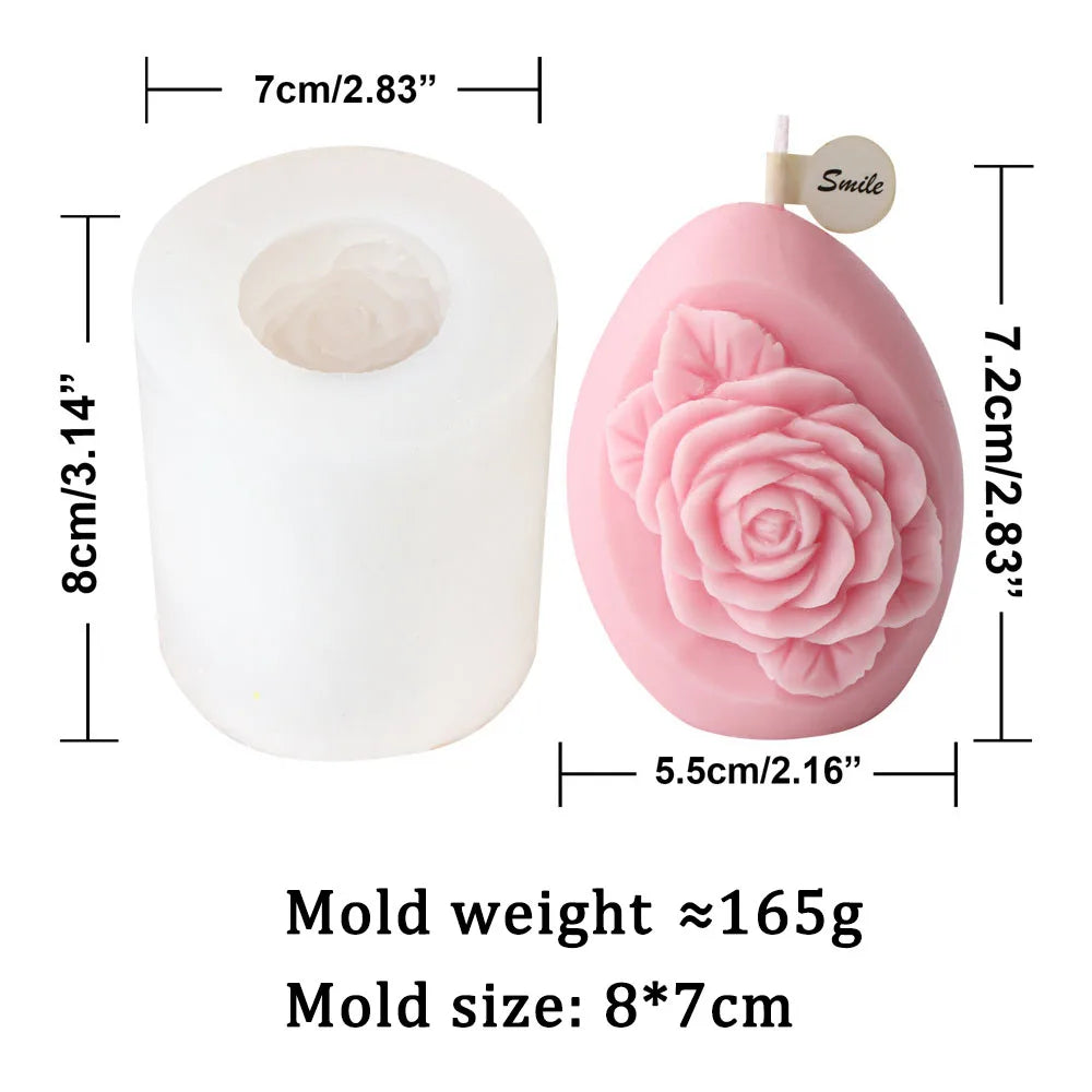 Rose Flower Pattern Egg Shape Candle Silicone Mold