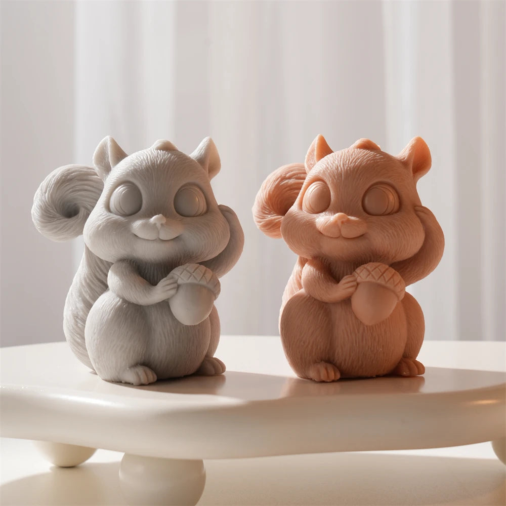 Squirrel Holding Acorn Silicone Candle Mold