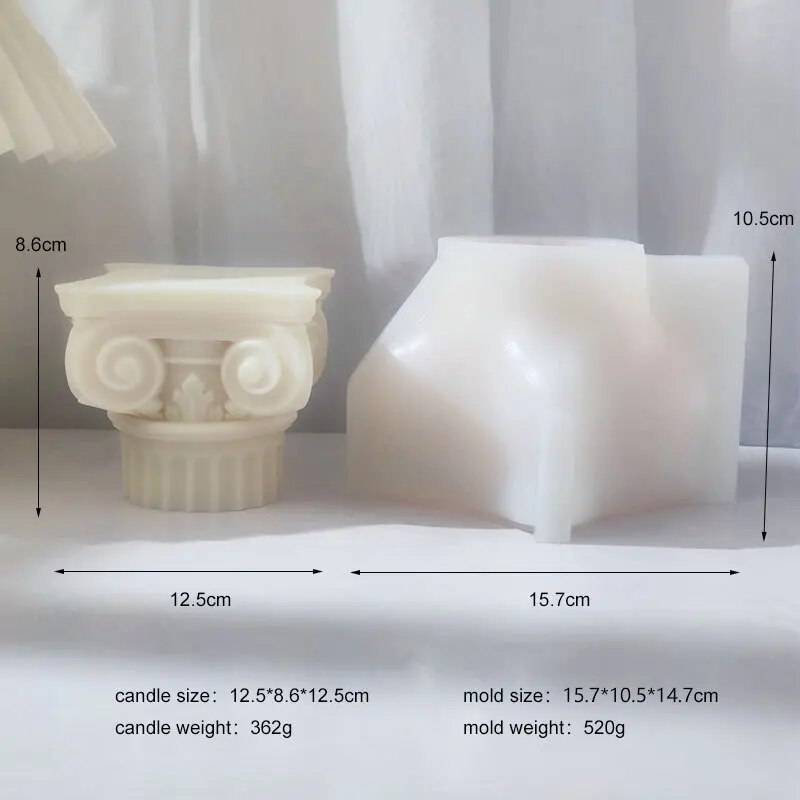 Large Roman Pillar Candle Mold Classic Corinthian