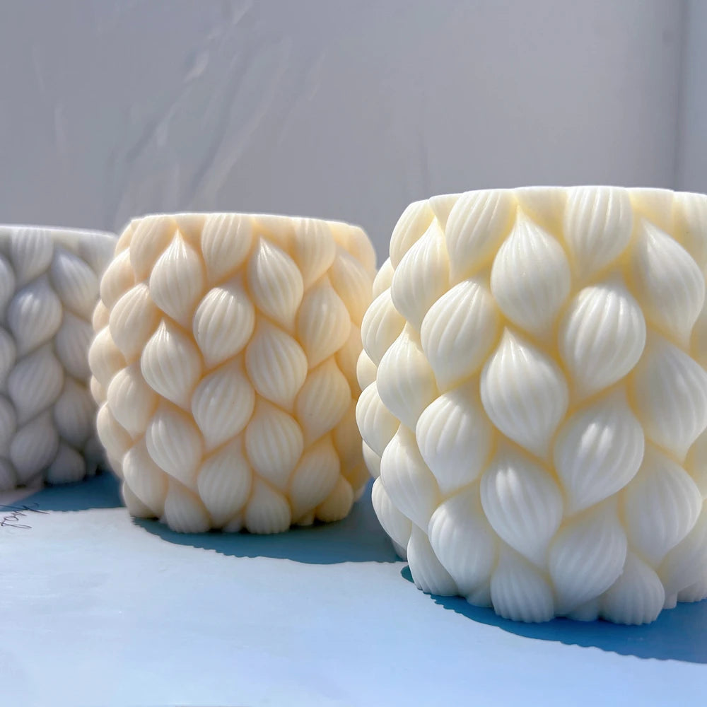 Ribbed Raindrop Column Candle Mold