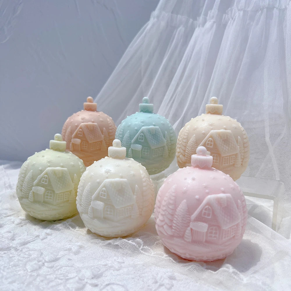 Five Designs Christmas Ball Silicone Candle Molds