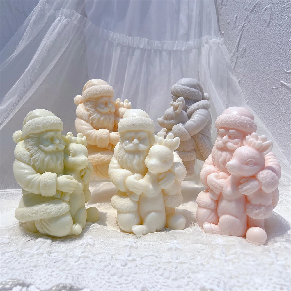 Santa Claus with Deer Candle Mold