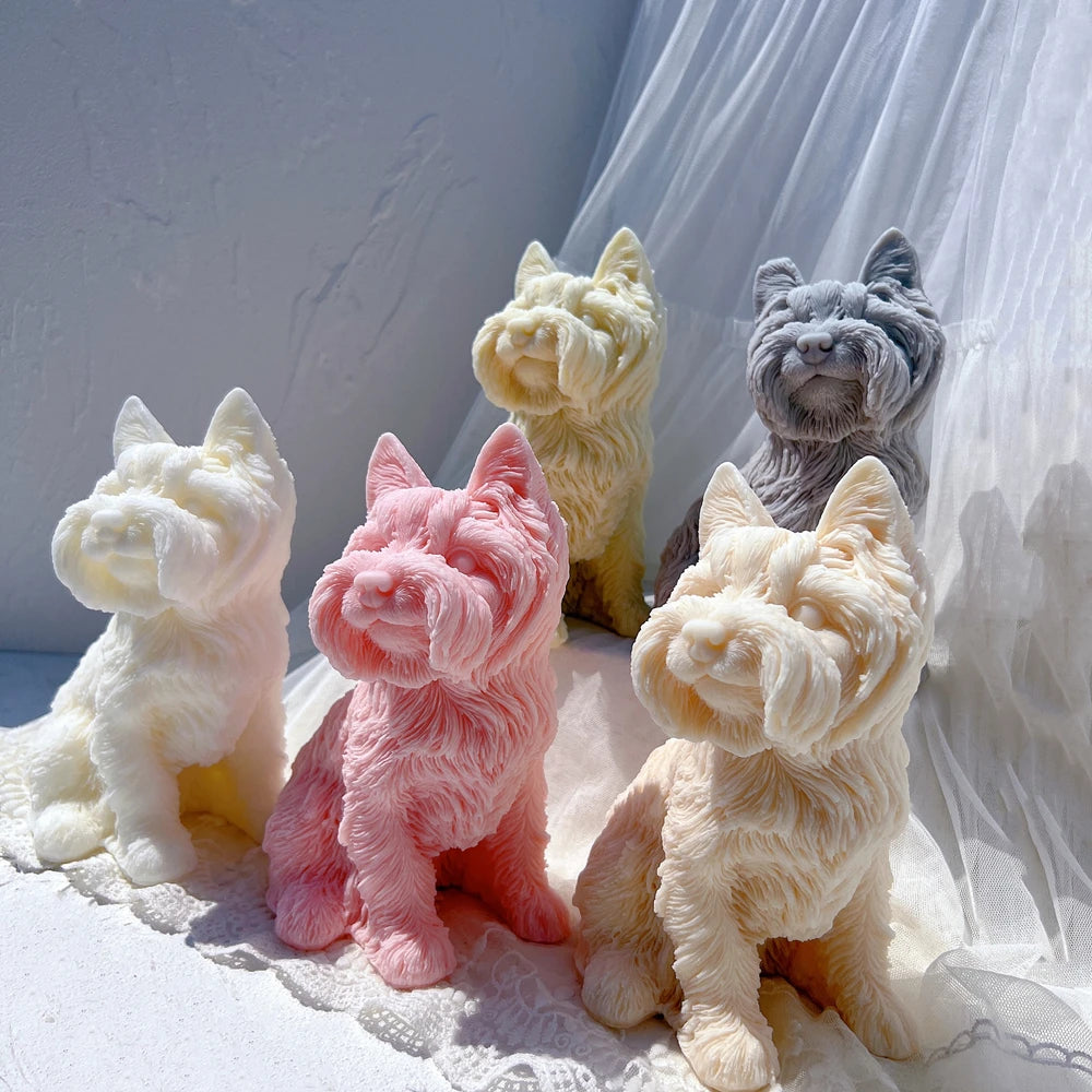 Yorkshire Terrier Dog Statue Candle Silicone Mold