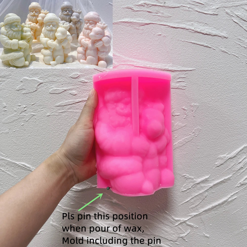 Santa Claus with Deer Candle Mold