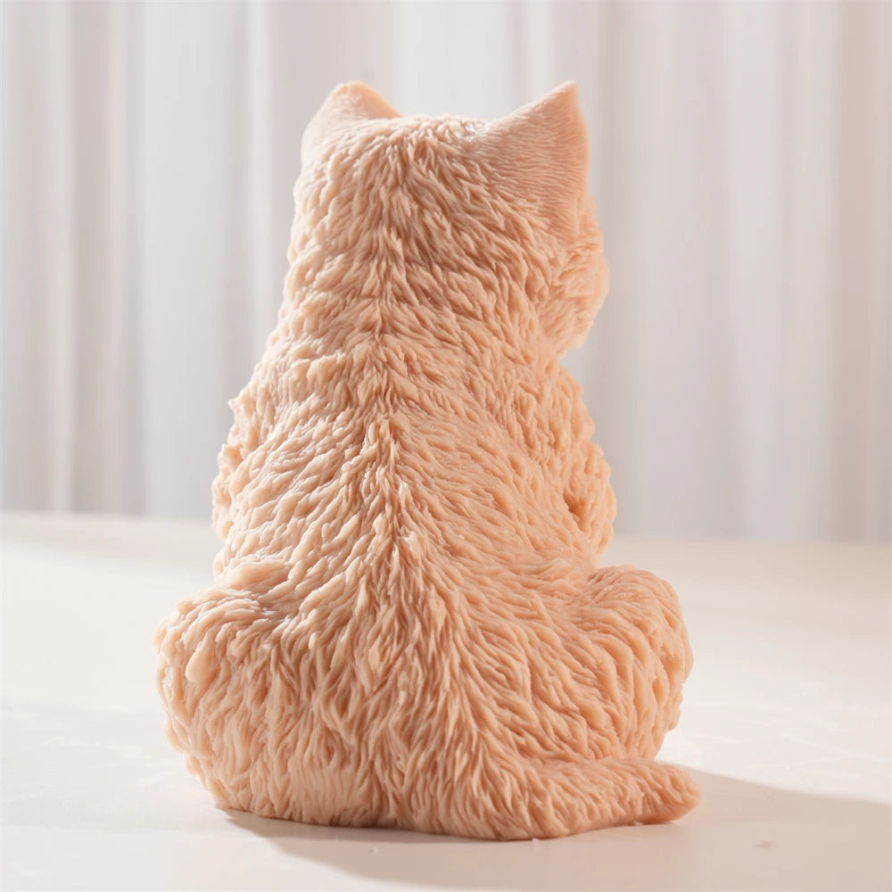 Sitting Wolf Cub Silicone Candle Mold