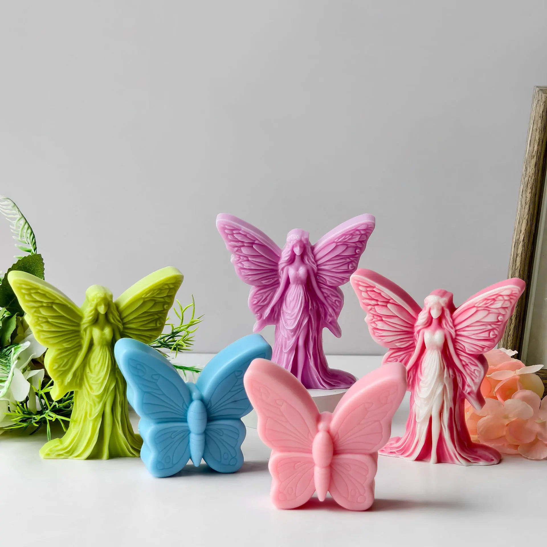 DIY Butterfly & Flower Fairy Design Scented Candle Silicone Mold