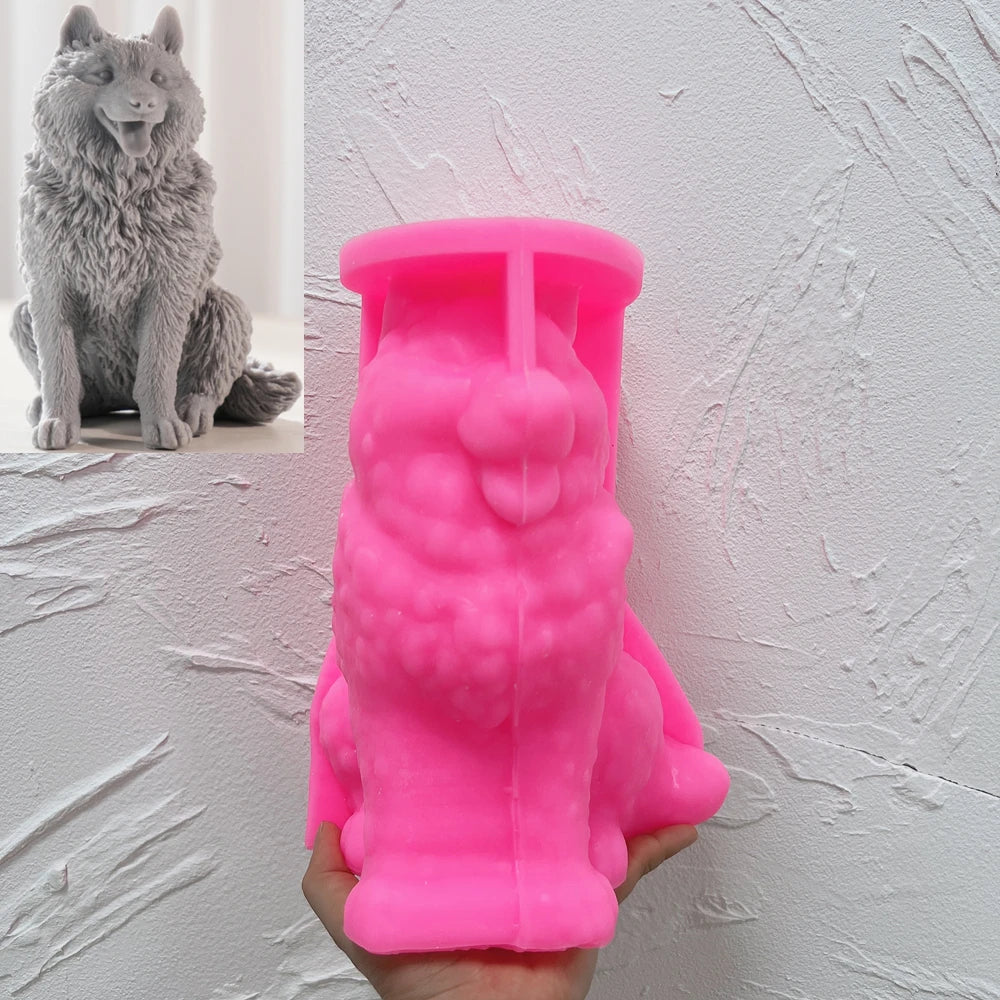Large Sitting Alaskan Malamute Silicone Candle Mold