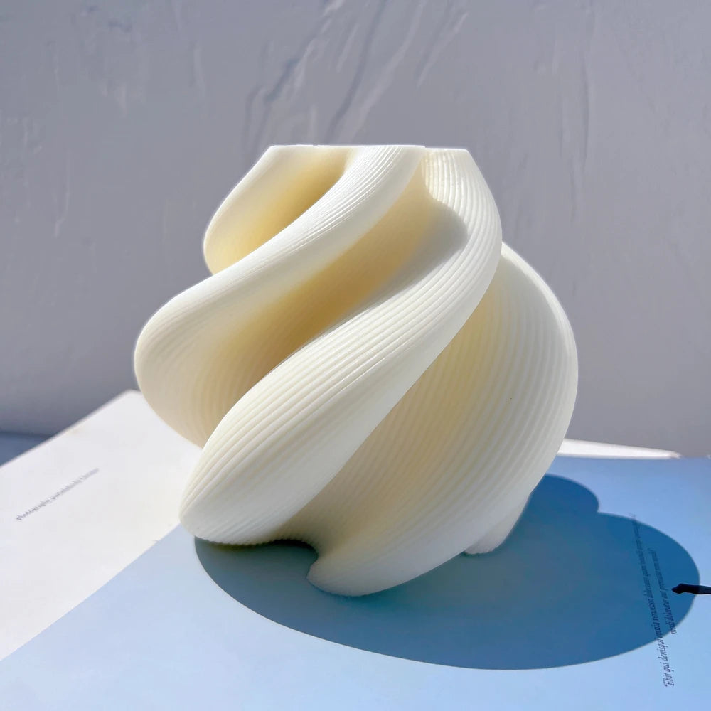 Big Size Geometric Wave Twirl Candle Mold