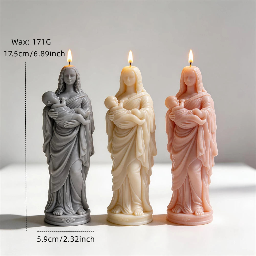 Woman and Baby Statue Silicone Candle Mold