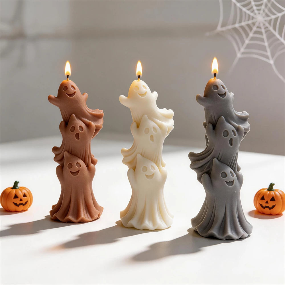 Stacked Ghosts Silicone Candle Mold for Halloween