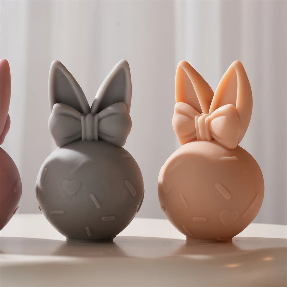 3D Bowknot Bunny Silicone Candle Mold