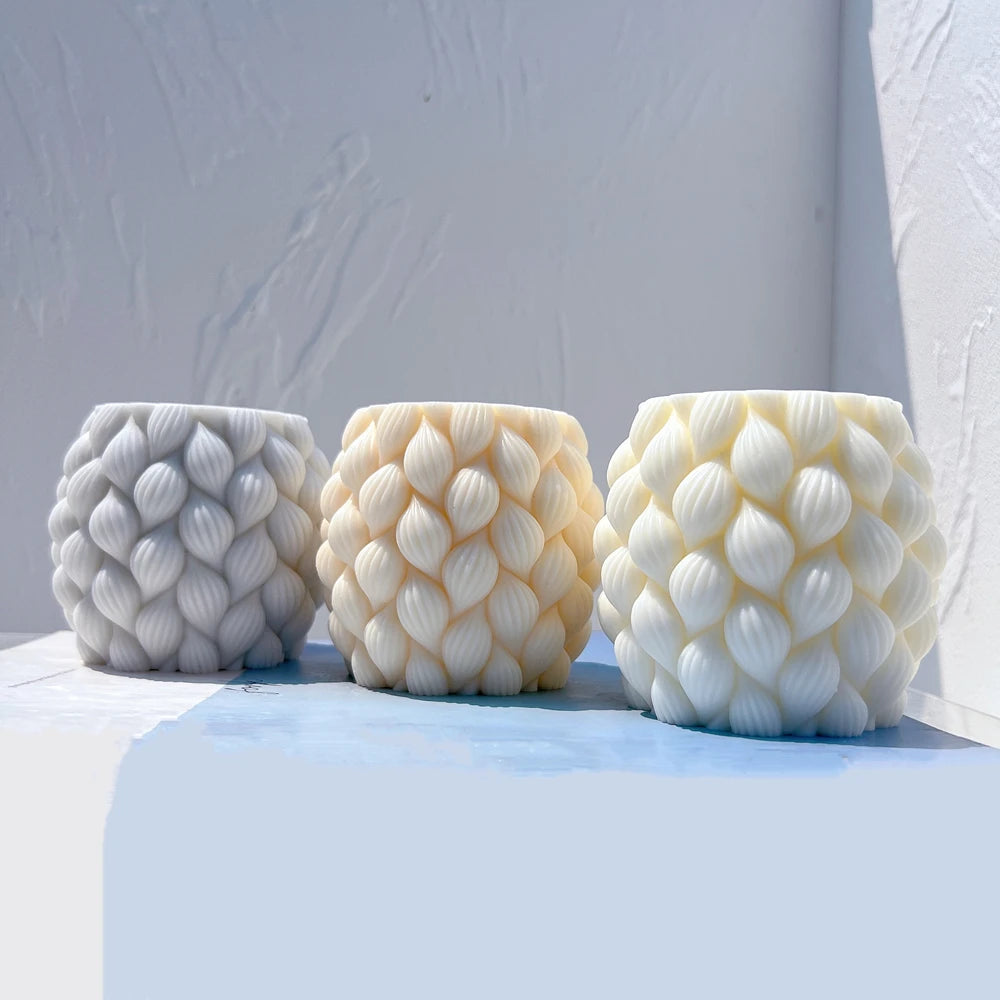 Ribbed Raindrop Column Candle Mold