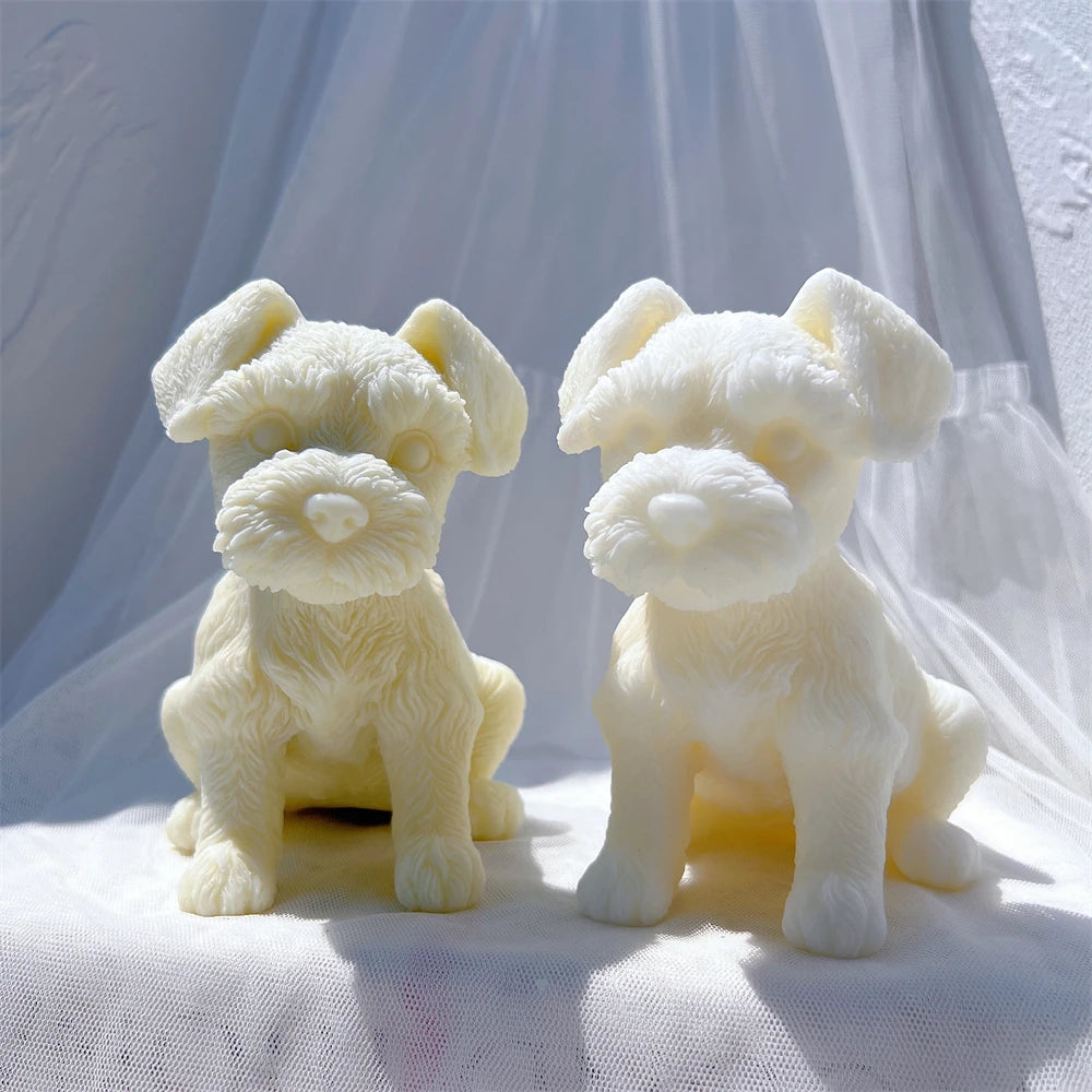 Schnauzer Puppy Figurine Silicone Candle Mold