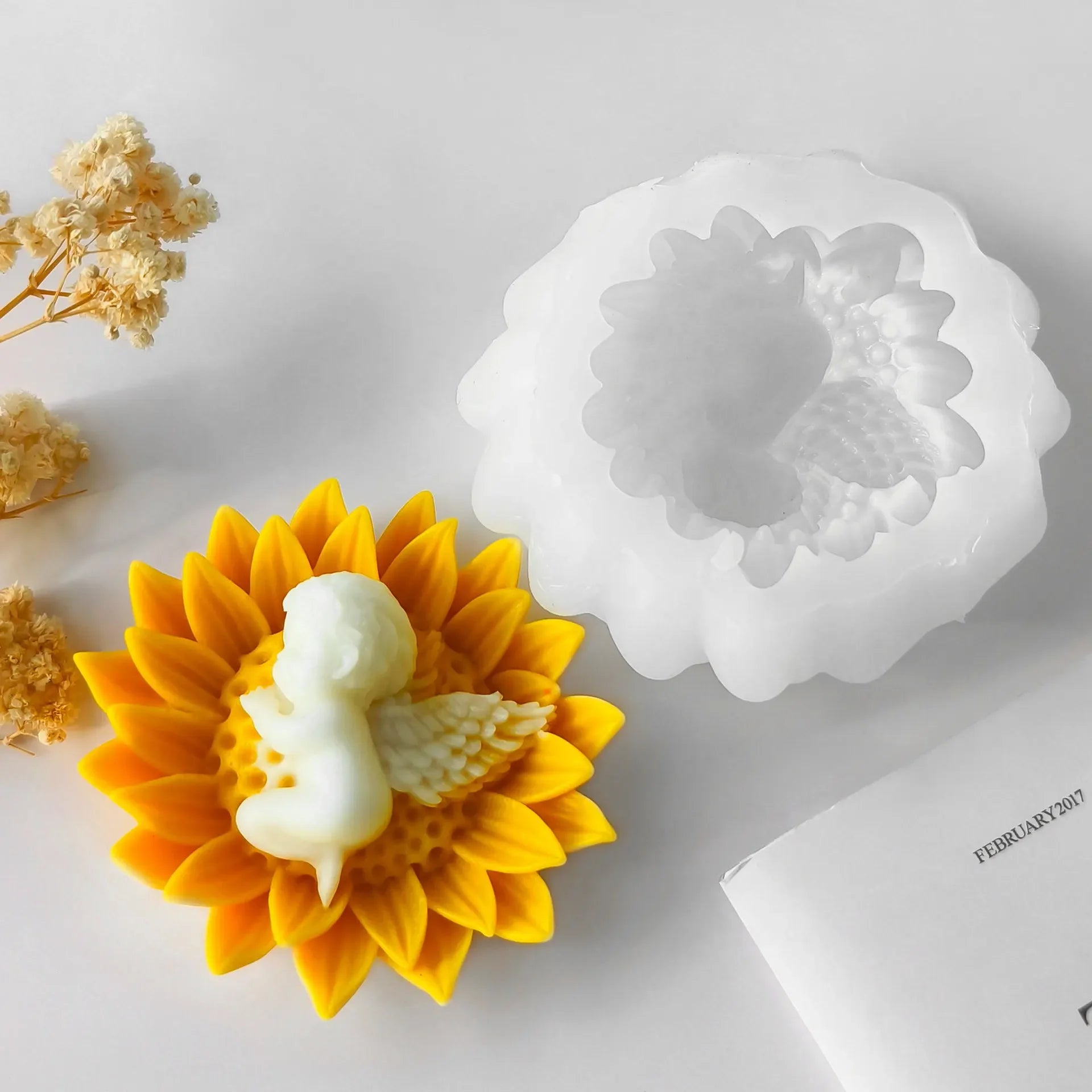 3D Flower Silicone Mold with Baby Angel