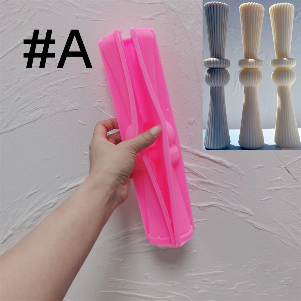 Geometric Abstract Decorative Striped Tall Candle Silicone Mold