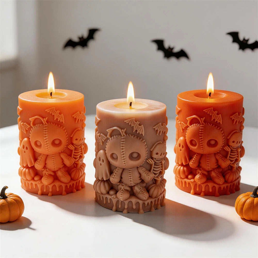 Haunted Pillar Silicone Candle Mold for Halloween
