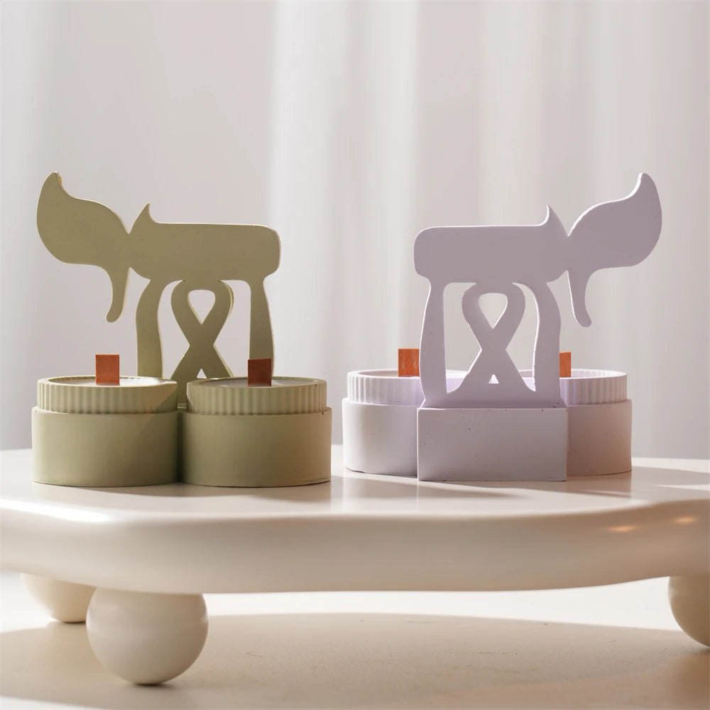 Shabbat Chai Concrete Candle Vessel Silicone Mold