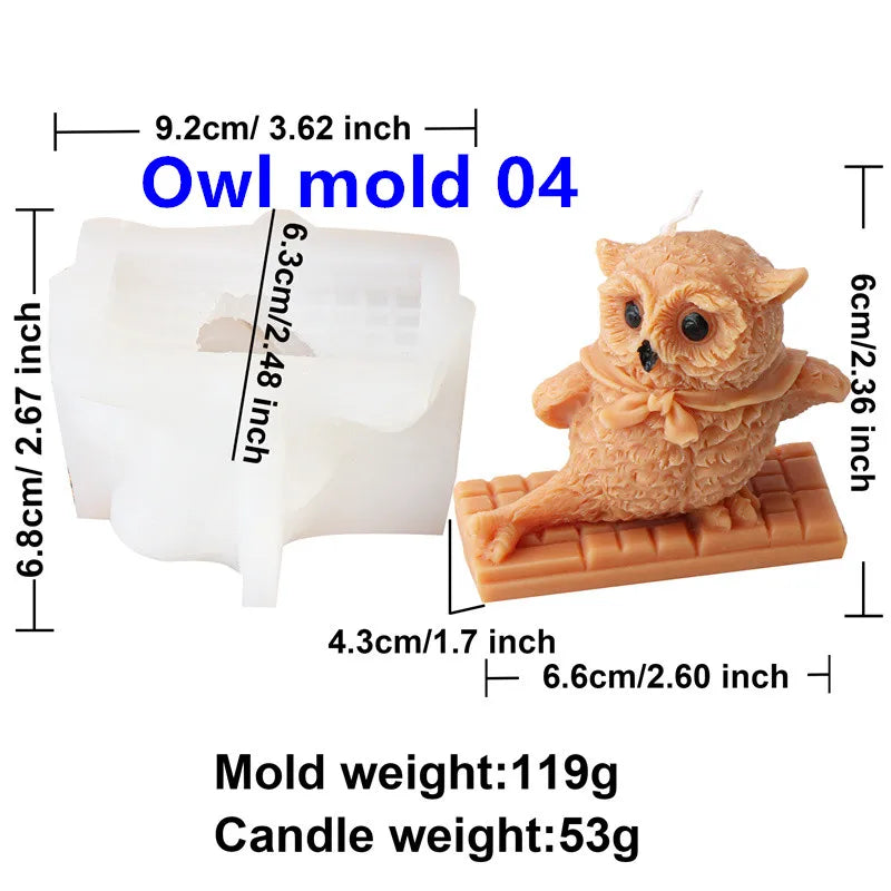 3D Owl Silicone Candle Mold