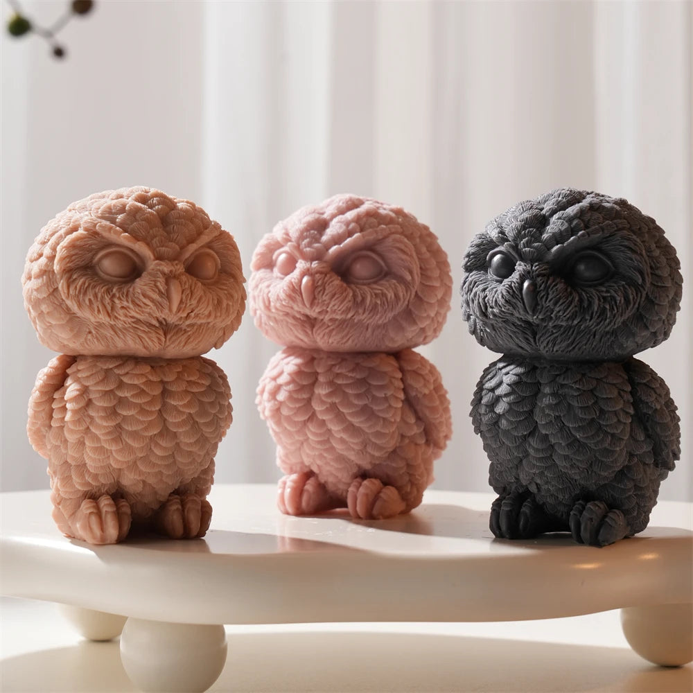 3D Cute Owl Silicone Candle Mold