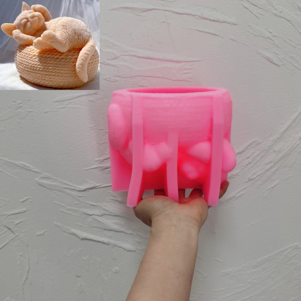 Cute Cat Statue Silicone Candle Mold