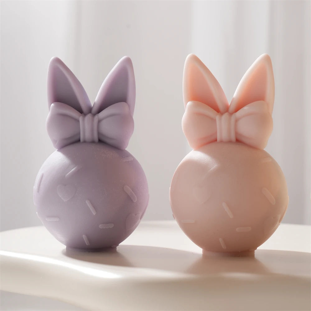 3D Bowknot Bunny Silicone Candle Mold