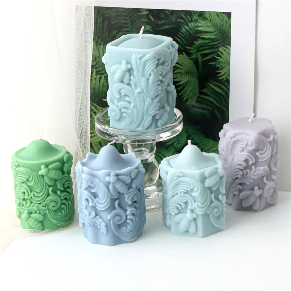 Honey Bee Blossom Pillar Candle Mold
