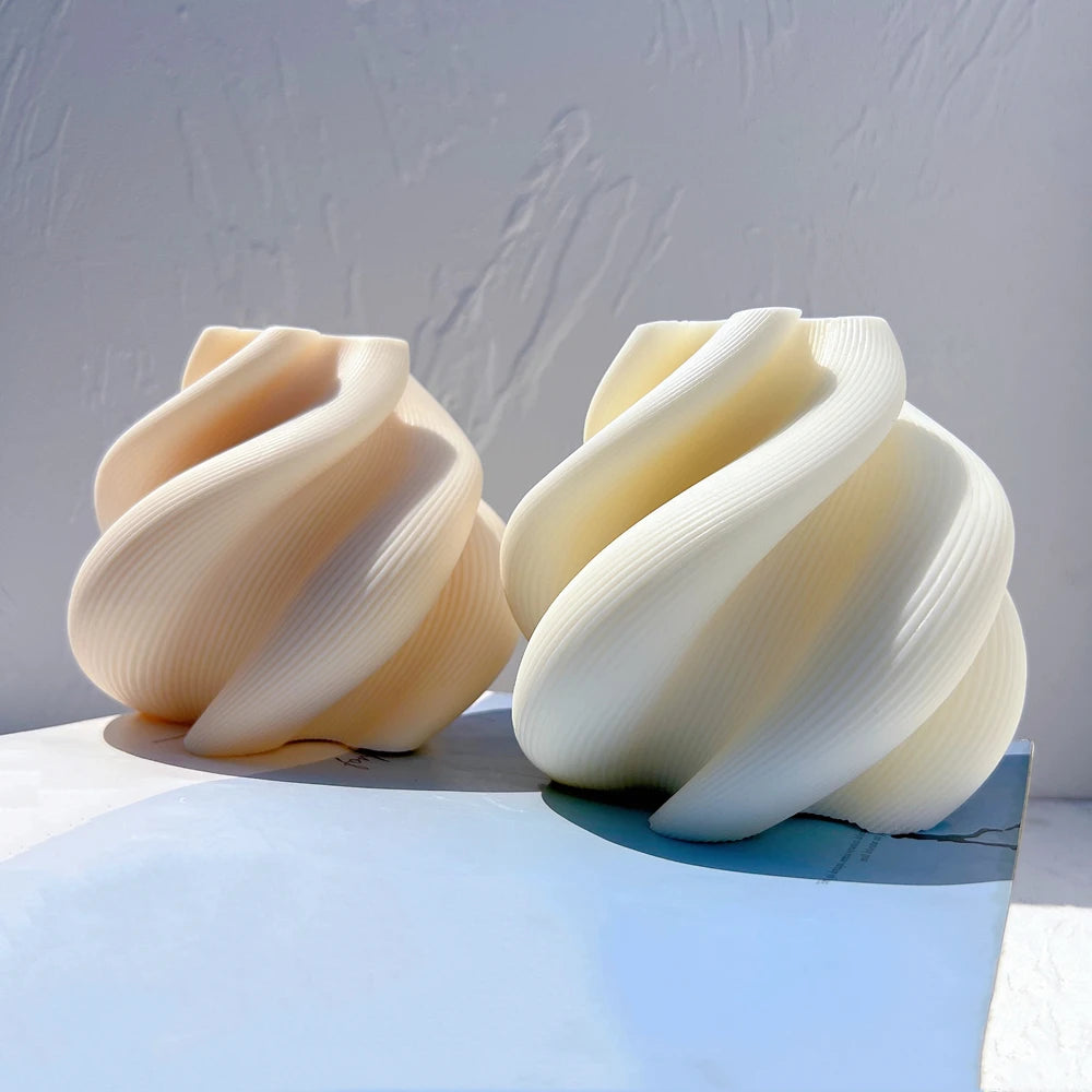 Big Size Geometric Wave Twirl Candle Mold