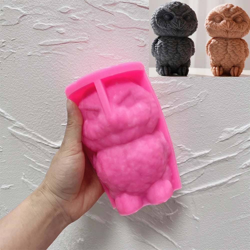 3D Cute Owl Silicone Candle Mold
