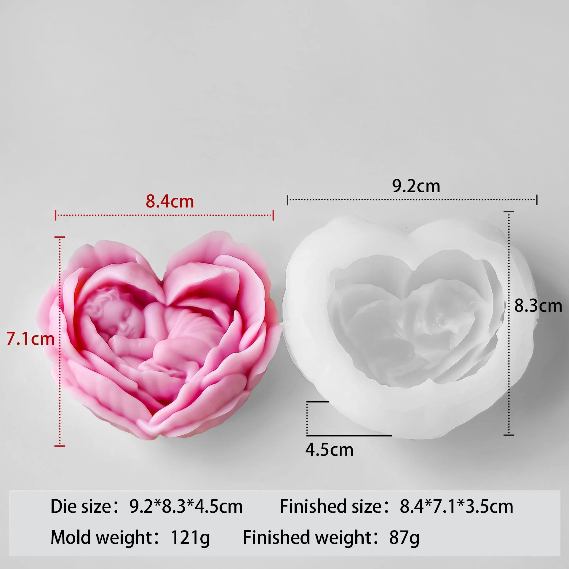 Angel Baby Heart Silicone Candle Mold