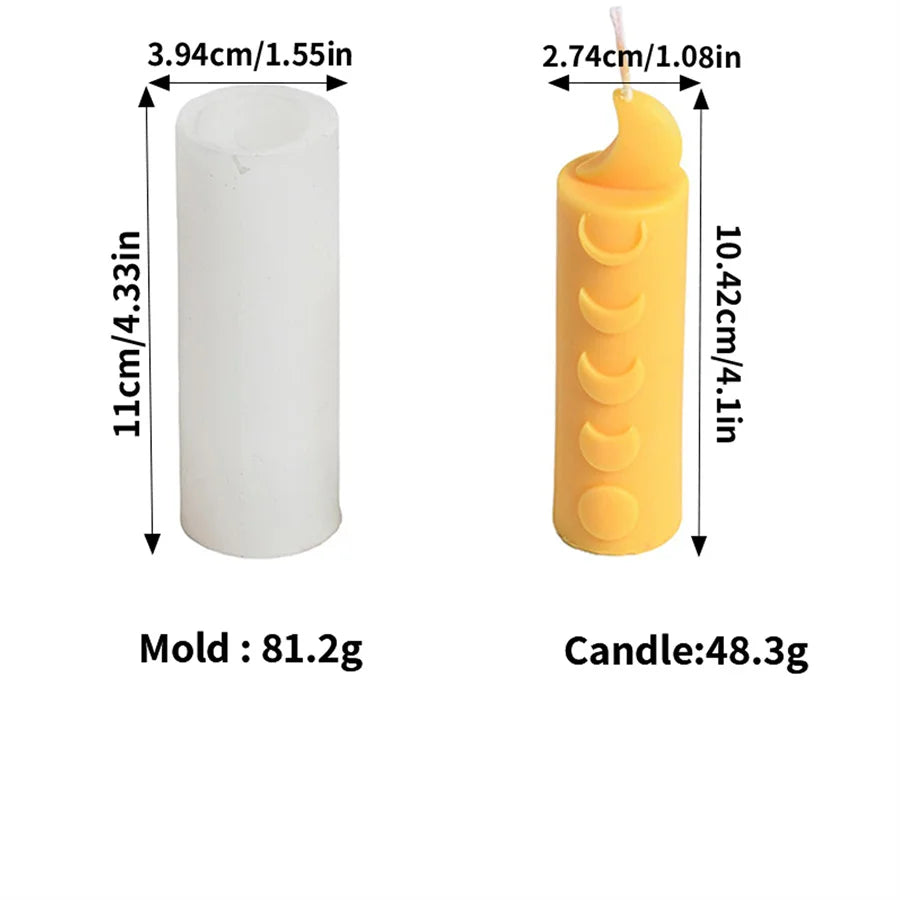 Celestial Moon & Star Patterned Column Candle Silicone Mold