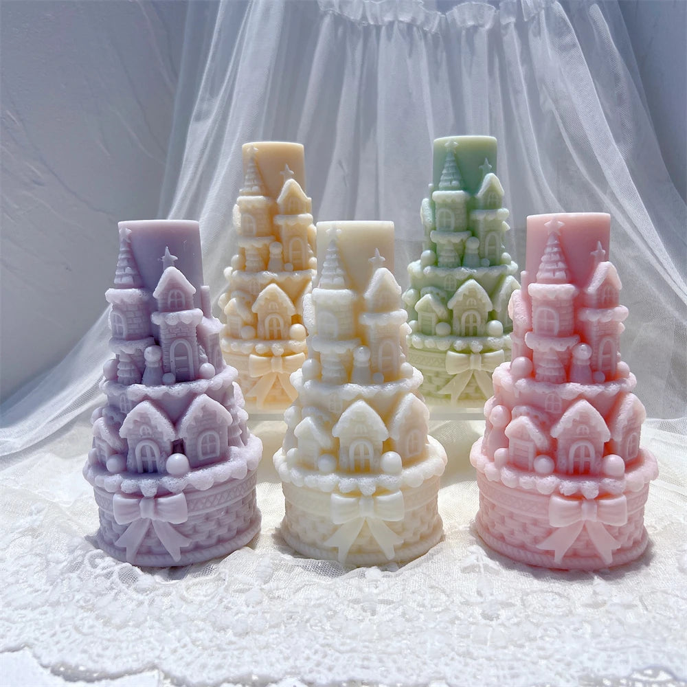 Bows Castle Christmas Silicone Candle Mold β Cake Design DIY Wax Mold