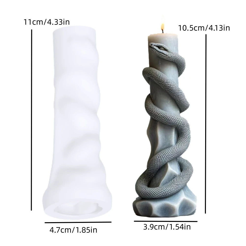 DIY Spiral Snake Relief Long Pole Candle Silicone Mold