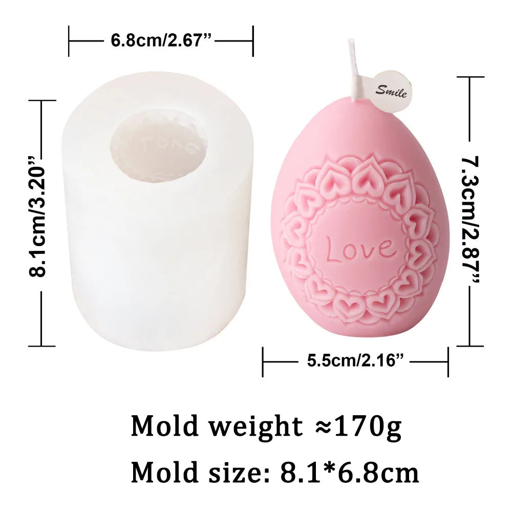 Rose Flower Pattern Egg Shape Candle Silicone Mold