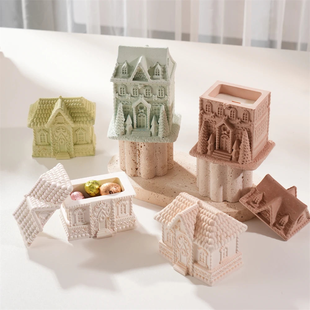 Gingerbread House Candle Jar Mold for DIY Christmas Candles
