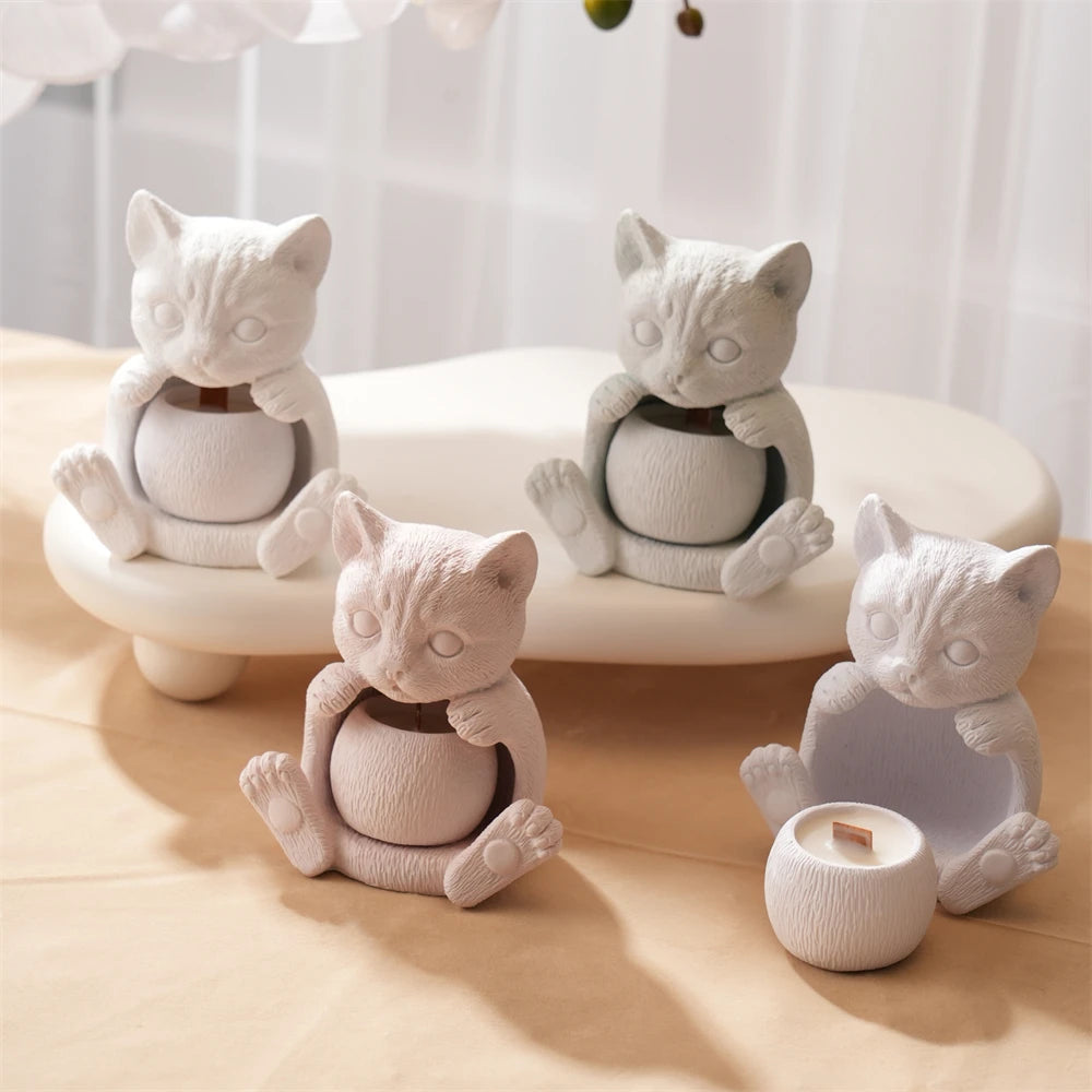 French Bulldog Puppy Hollow Candle Holder Silicone Mold