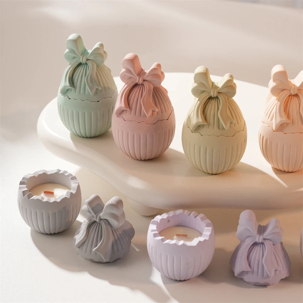 Easter Egg Candle Jar Silicone Mold with Bow Design